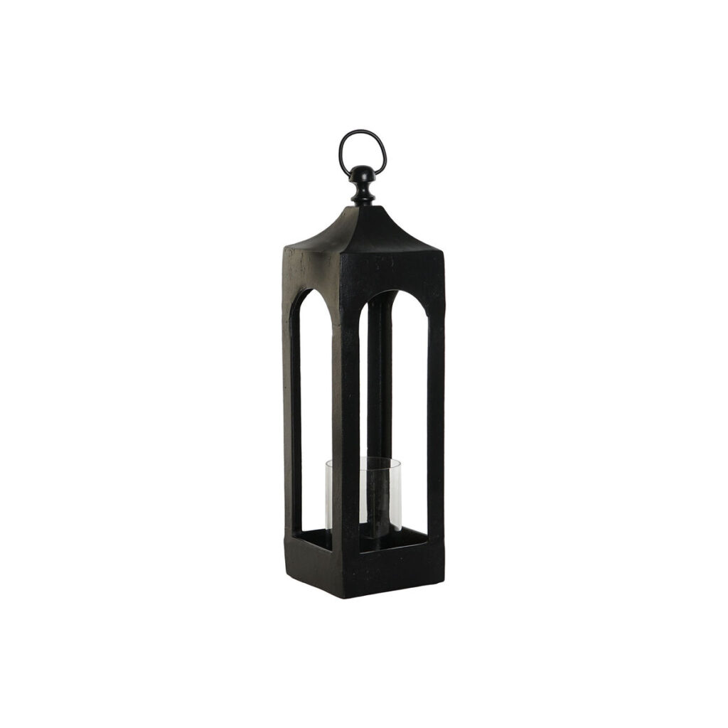 Lanterne DKD Home Decor Μαύρο Αλουμίνιο Κρυστάλλινο 16 x 16 x 55 cm