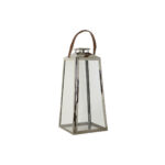 Lanterne DKD Home Decor Καφέ Ασημί Δέρμα Κρυστάλλινο Χάλυβας Chrome 30 x 30 x 66 cm