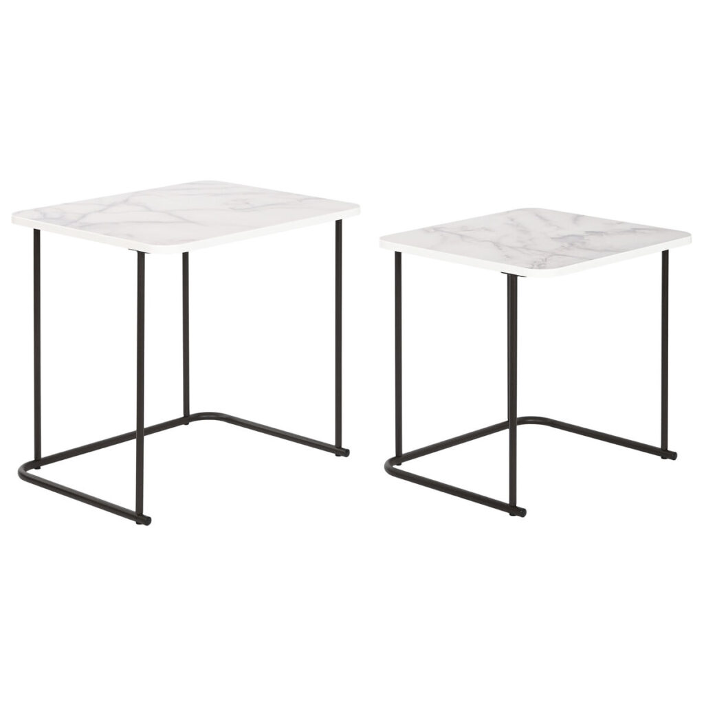 Σετ με 2 τραπέζια DKD Home Decor Λευκό Μαύρο 51 x 43 x 49 cm