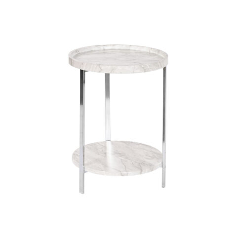 Βοηθητικό Τραπέζι DKD Home Decor Λευκό Ασημί Μέταλλο Ξύλο MDF 40 x 40 x 53 cm