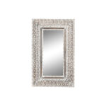 Τοίχο καθρέφτη Home ESPRIT Λευκό Καφέ Ξύλο από Μάνγκο Μαρινάτος Ξυλόγλυπτο 62 x 4 x 100 cm