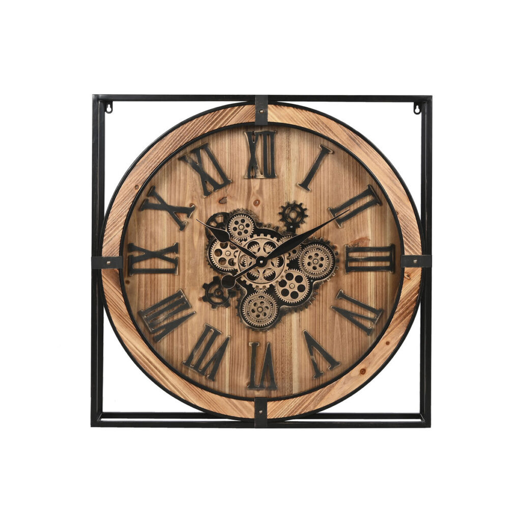 Ρολόι Τοίχου Home ESPRIT Μαύρο Φυσικό Σίδερο Ξύλο MDF 72 x 10 x 72 cm