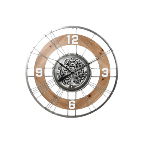 Ρολόι Τοίχου Home ESPRIT Ασημί Φυσικό Κρυστάλλινο Σίδερο Vintage 90 x 9