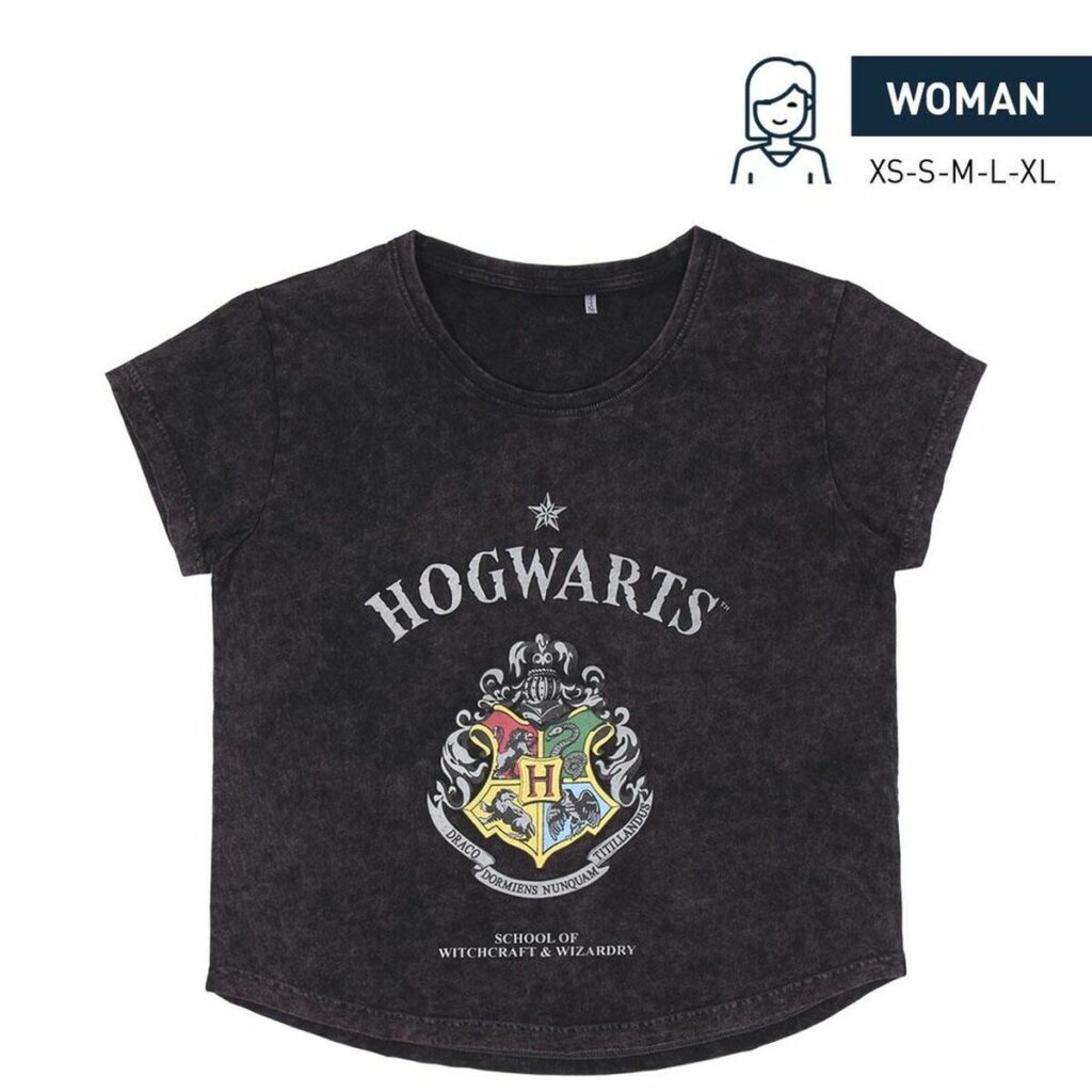 Γυναικεία Μπλούζα με Κοντό Μανίκι Harry Potter Γκρι Σκούρο γκρίζο
