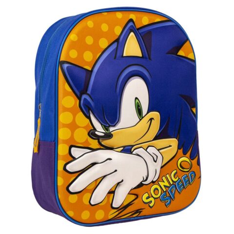 Σχολική Τσάντα 3D Sonic Πορτοκαλί Μπλε 25 x 31 x 9 cm