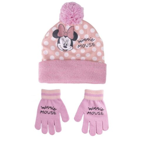 Καπέλο και Γάντια Minnie Mouse 2 Τεμάχια Ανοιχτό Ροζ