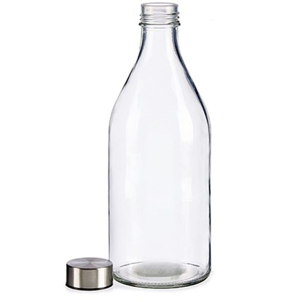 Γυάλινο Mπουκάλι Διαφανές Ασημί Μέταλλο Κρυστάλλινο 1 L