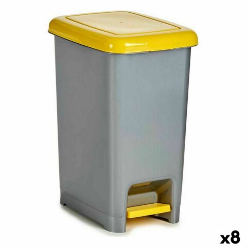 Κάδος Απορριμμάτων για Ανακύκλωση Με πεντάλ Κίτρινο Πλαστική ύλη (8 Μονάδες)