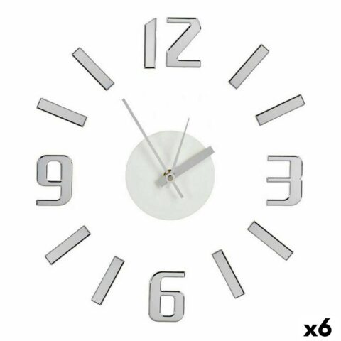 Ρολόι Τοίχου Κόλλα Ασημί ABS EVA Ø 35 cm (x6)