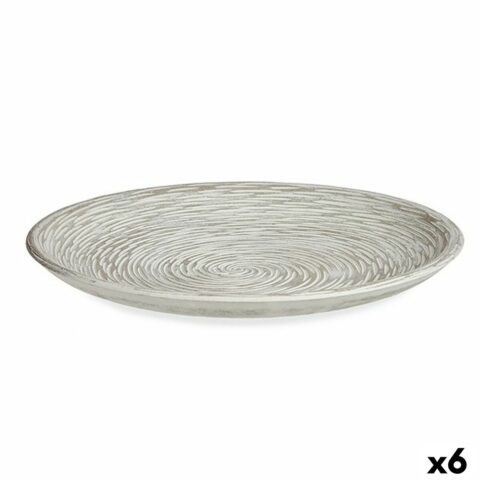 Διακοσμητικό Πιάτο Ø 29 cm σπιράλ Λευκό Ξύλο MDF (x6)