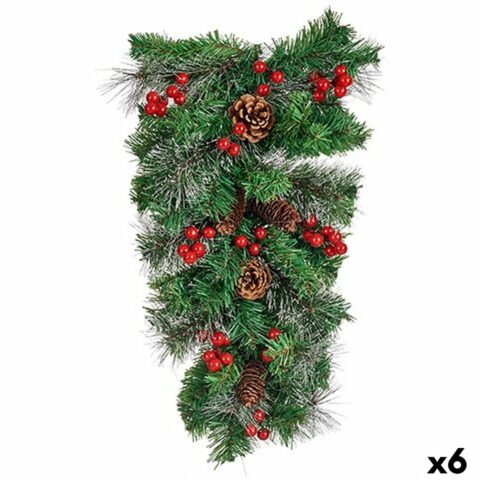 Χριστουγεννιάτικο στεφάνι Κλαδί Φρούτα του Δάσους Πράσινο 30 x 9 x 65 cm (x6)