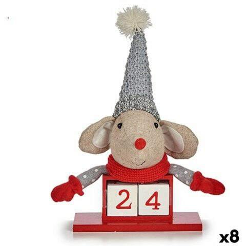 Διακοσμητική Φιγούρα Ποντίκι Ημερολόγιο Κόκκινο Γκρι Ξύλο 20 x 11 x 20 cm (8 Μονάδες)