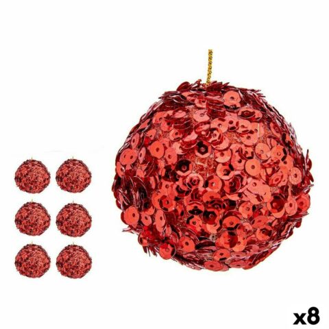 Σετ Χριστουγεννιάτικες Μπάλες πούλιες Κόκκινο Πλαστική ύλη 10 x 10 x 10 cm (8 Μονάδες)