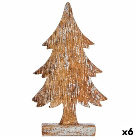 Διακοσμητική Φιγούρα Χριστουγεννιάτικο δέντρο Ασημί Ξύλο 5 x 31 x 15 cm (x6)