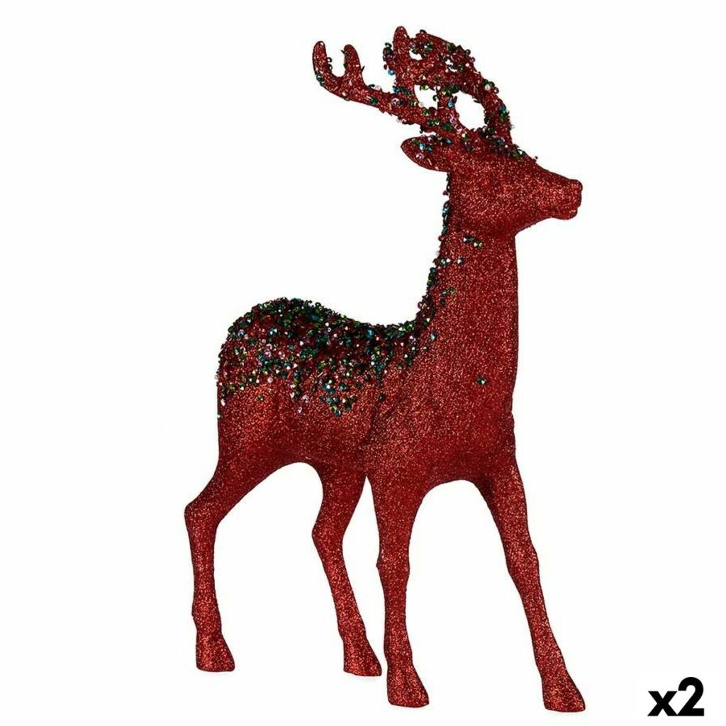 Διακοσμητική Φιγούρα Ράφηνο Χριστουγέννων Κόκκινο Πλαστική ύλη 15 x 45 x 30 cm (x2)