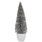 Διακοσμητική Φιγούρα Χριστουγεννιάτικο δέντρο Λευκό Ασημί Πλαστική ύλη 10 x 33 x 10 cm (x6)