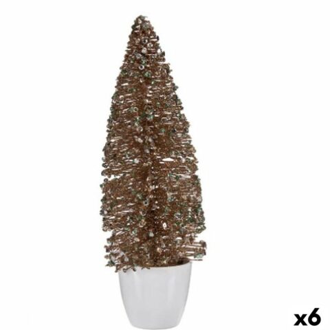 Διακοσμητική Φιγούρα Χριστουγεννιάτικο δέντρο Μέντα champagne Πλαστική ύλη 10 x 33 x 10 cm (x6)