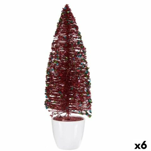 Διακοσμητική Φιγούρα Χριστουγεννιάτικο δέντρο Κόκκινο Πλαστική ύλη 10 x 33 x 10 cm (x6)