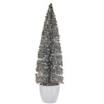 Διακοσμητική Φιγούρα Χριστουγεννιάτικο δέντρο Ασημί Πλαστική ύλη 10 x 38 x 10 cm (x6)
