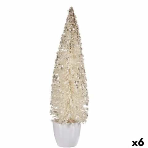 Διακοσμητική Φιγούρα Χριστουγεννιάτικο δέντρο Λευκό Πλαστική ύλη 10 x 38 x 10 cm (x6)