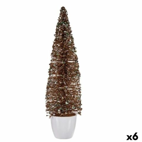 Διακοσμητική Φιγούρα Χριστουγεννιάτικο δέντρο Μέντα champagne Πλαστική ύλη 10 x 38 x 10 cm (x6)