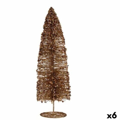 Διακοσμητική Φιγούρα Χριστουγεννιάτικο δέντρο πούλιες Χρυσό 10 x 41 x 10 cm (x6)