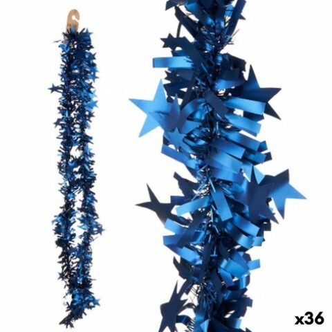Χριστουγεννιάτικο στεφάνι Φυσαλίδα Αστέρια Μπλε 9 x 9 x 200 cm (36 Μονάδες)