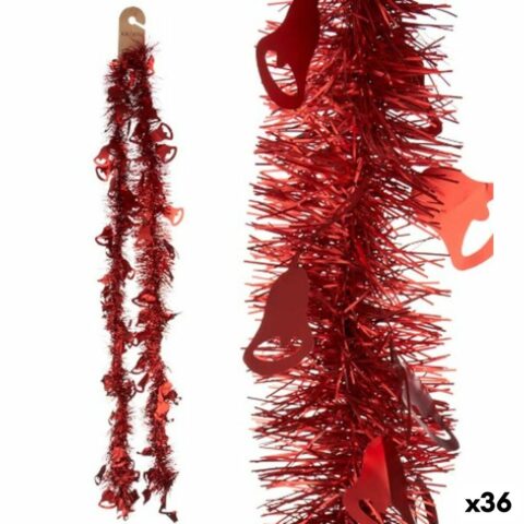 Χριστουγεννιάτικο στεφάνι Φυσαλίδα Κουδούνια Κόκκινο Πλαστική ύλη 12 x 12 x 200 cm (36 Μονάδες)
