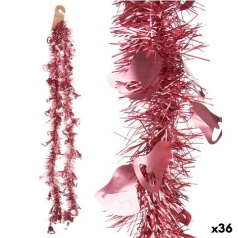 Χριστουγεννιάτικο στεφάνι Φυσαλίδα Κουδούνια Ροζ Πλαστική ύλη 12 x 12 x 200 cm (36 Μονάδες)
