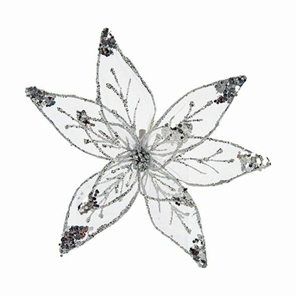 Διακοσμητικό Λουλούδι Ασημί Πλαστική ύλη 25 x 25 x 7 cm (12 Μονάδες)