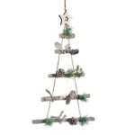 Χριστουγεννιάτικο Στολίδι Χριστουγεννιάτικο δέντρο Καφέ Ασημί Ξύλο Πλαστική ύλη 34 x 5 x 65 cm (x6)