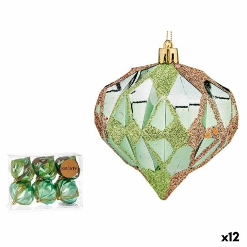 Σετ Χριστουγεννιάτικες Μπάλες Διαμάντι Πράσινο Πλαστική ύλη 8 x 9 x 8 cm (12 Μονάδες)