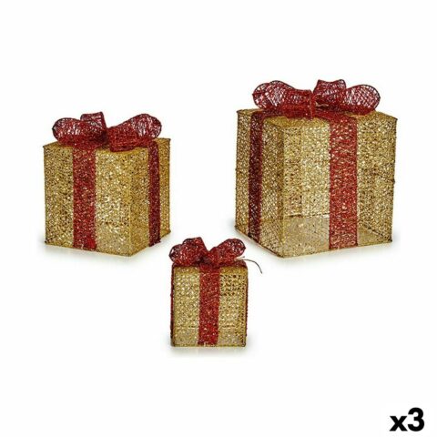Χριστουγεννιάτικα Στολίδια Μέταλλο Συσκευασία Δώρου Κόκκινο Χρυσό (3 Μονάδες)