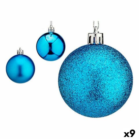 Σετ Χριστουγεννιάτικες Μπάλες 6 cm Μπλε Πλαστική ύλη (x9)
