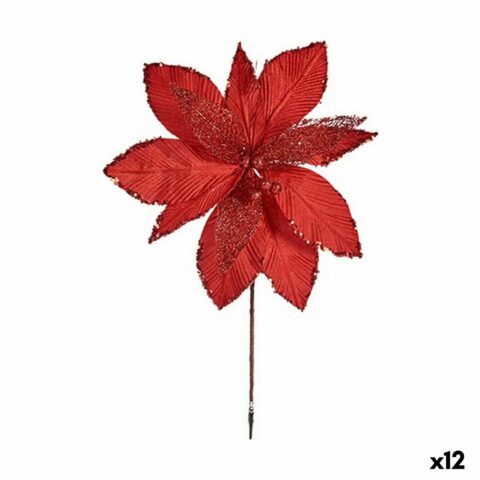 Διακοσμητικό Λουλούδι Κόκκινο Πλαστική ύλη 32 x 47 x 2 cm (12 Μονάδες)