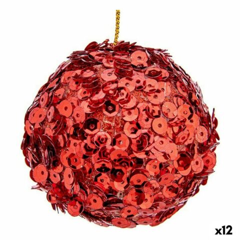 Σετ Χριστουγεννιάτικες Μπάλες πούλιες Κόκκινο Πλαστική ύλη 8 x 8 x 8 cm (12 Μονάδες)