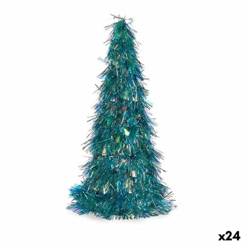 Διακοσμητική Φιγούρα Χριστουγεννιάτικο δέντρο Φυσαλίδα Μπλε πολυπροπυλένιο PET 24 x 46 x 24 cm (24 Μονάδες)