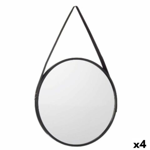 Τοίχο καθρέφτη Μαύρο Κρυστάλλινο Δερματίνη 45 x 45 x 3 cm (4 Μονάδες)