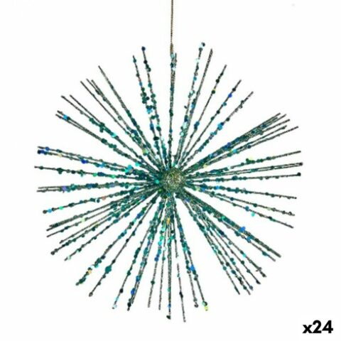 Χριστουγεννιάτικο Στολίδι Αστέρι Κρεμαστά Κοσμήματα Μπλε Πλαστική ύλη 23 x 5 x 23 cm (24 Μονάδες)