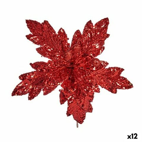 Διακοσμητική Φιγούρα Λουλούδι Κόκκινο Πλαστική ύλη 29 x 4 x 9 cm (12 Μονάδες)