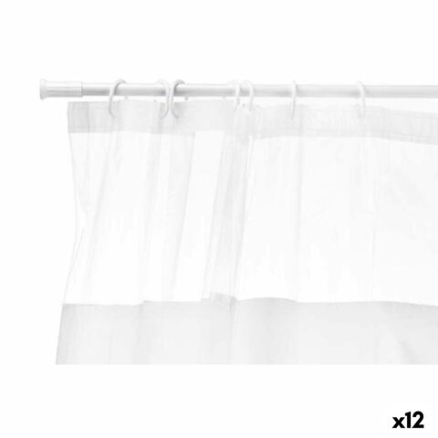 Κουρτίνα ντους 180 x 180 cm Διαφανές Λευκό Πλαστική ύλη PEVA (12 Μονάδες)