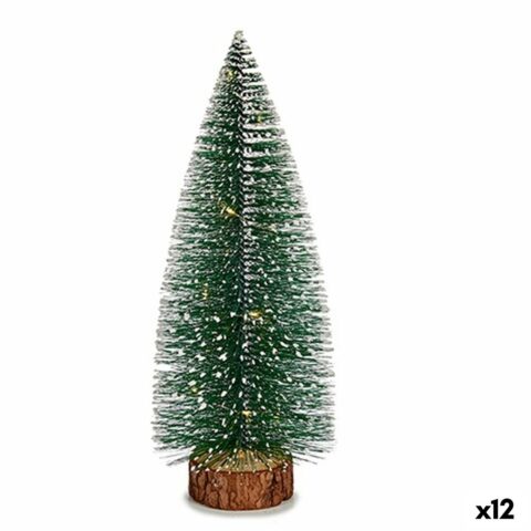Διακοσμητική Φιγούρα Φως LED Χριστουγεννιάτικο δέντρο Πράσινο Ξύλο Πλαστική ύλη 11 x 35 x 11 cm (12 Μονάδες)