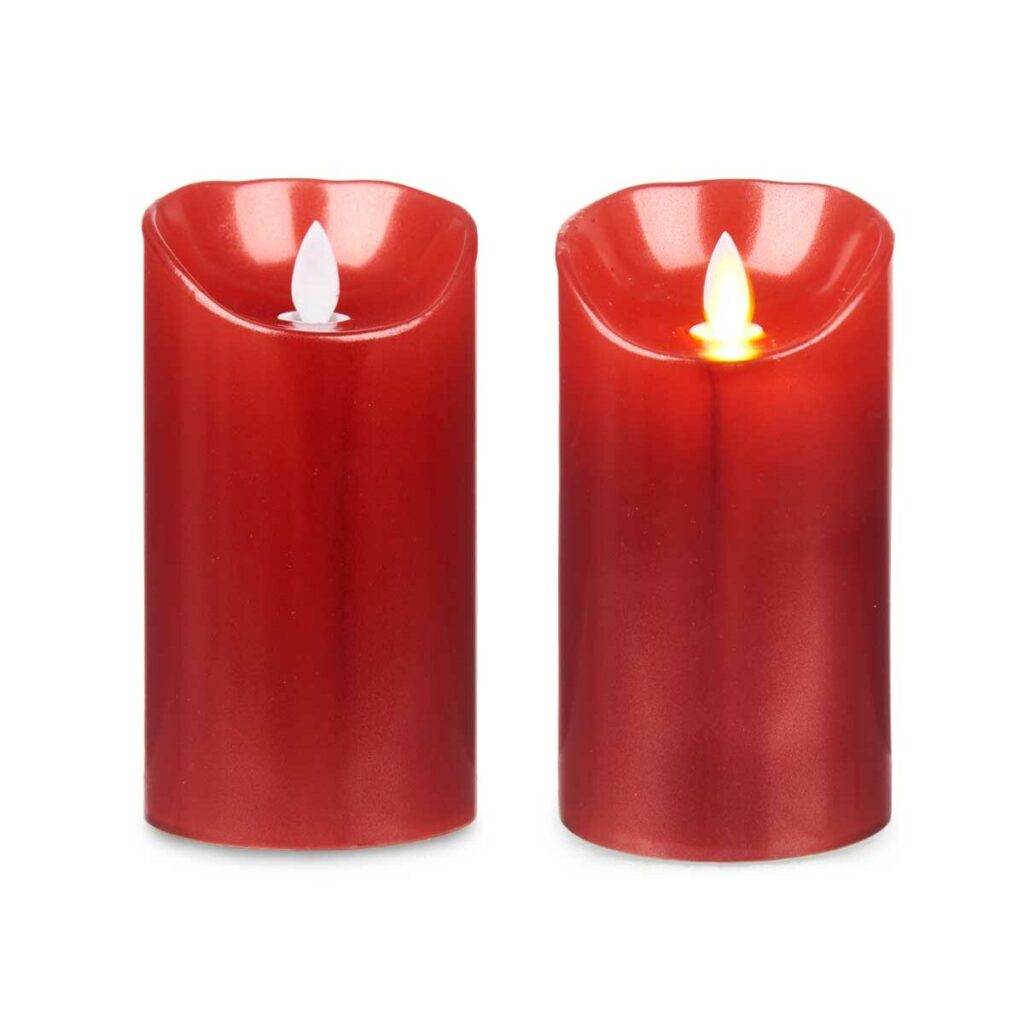 Κερί LED Κόκκινο 8 x 8 x 15 cm (12 Μονάδες)