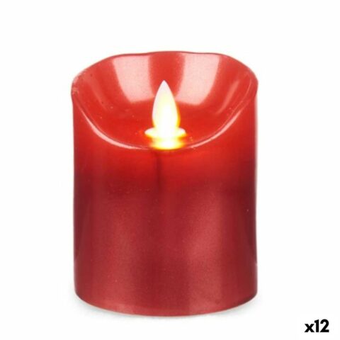 Κερί LED Κόκκινο 8 x 8 x 10 cm (12 Μονάδες)
