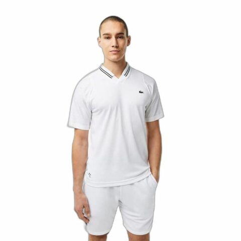 Ανδρική Μπλούζα Polo με Κοντό Μανίκι Lacoste Tennis × Daniil Medvedev Λευκό