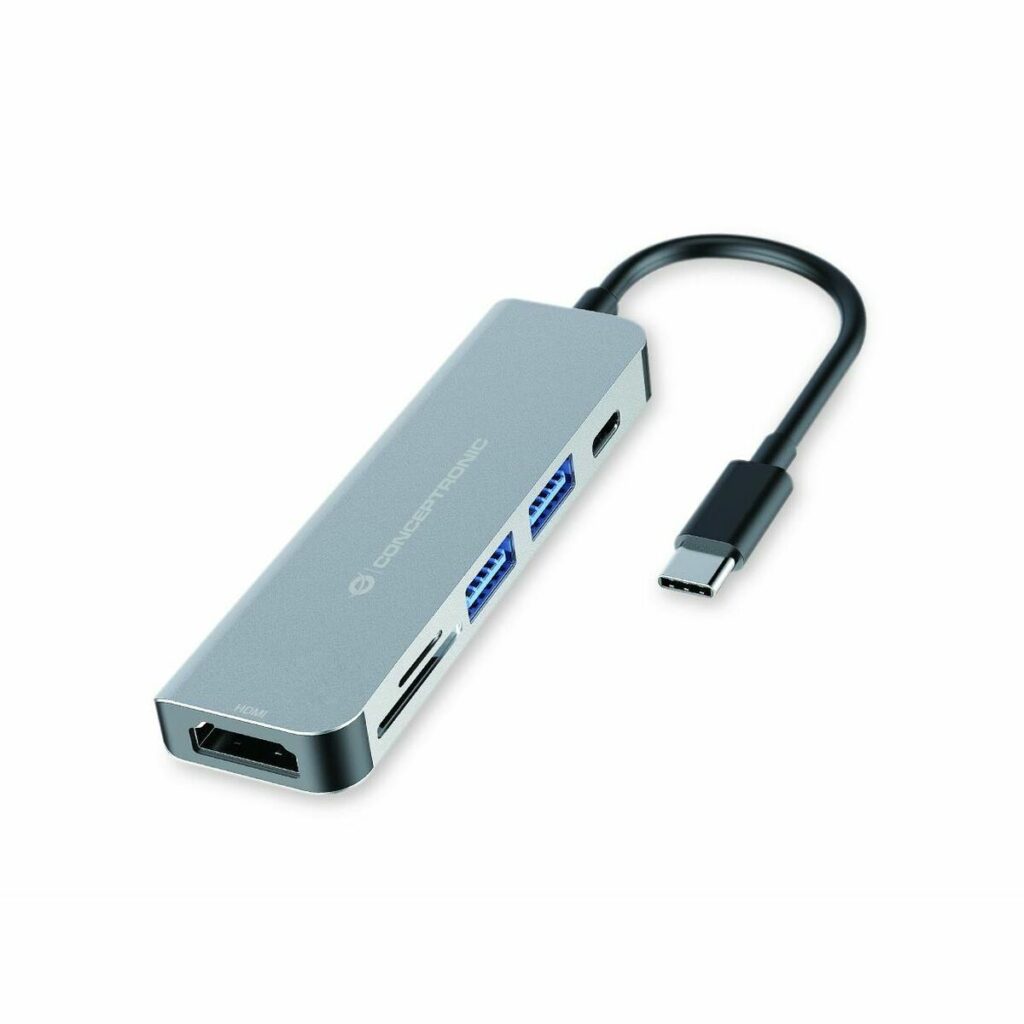 USB Hub Conceptronic 6 σε 1 Γκρι Αλουμίνιο