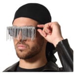 Γυαλιά Αλυσίδα Μαύρο/Ασημί Αξεσουάρ για Αποκριάτικο Ντύσιμο