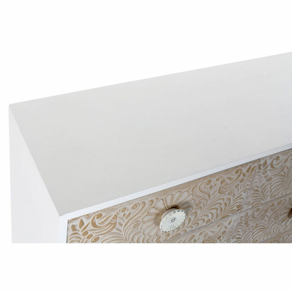 Συρταριέρα DKD Home Decor 100 x 42 x 80 cm Έλατο Λευκό Πλαστική ύλη Ανοιχτό καφέ Mandala Ινδός
