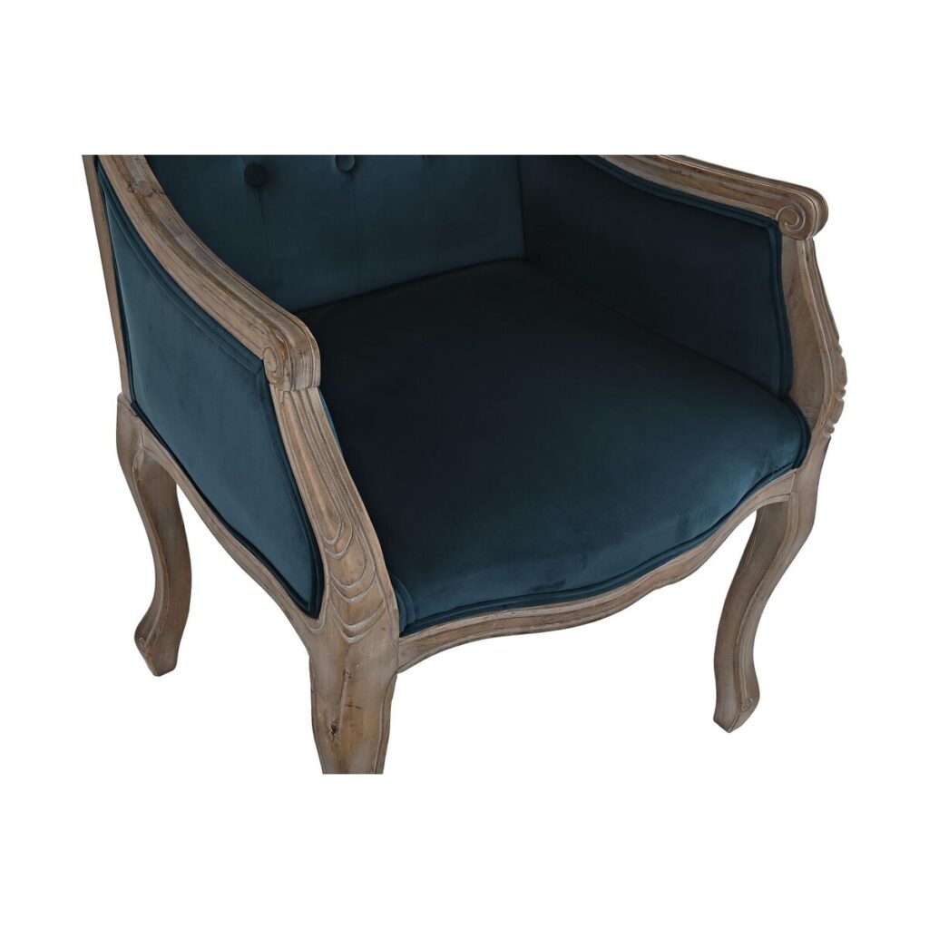 Καρέκλα DKD Home Decor Τυρκουάζ λινό ξύλο καουτσούκ (63.5 x 50 x 102 cm)