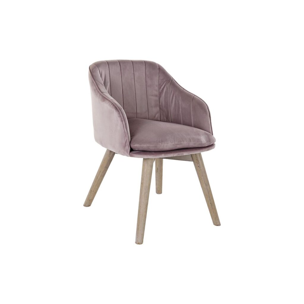 Καρέκλα Τραπεζαρίας DKD Home Decor Ροζ Φυσικό 56 x 55 x 70 cm 56 x 55 x 74 cm 56 x 47 x 72